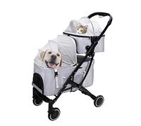 Detachable pet Trolley Strollers,Pet Trolley, Double Seperate Cabin Basket for Dog and cat,Small and Medium-Sized pet Trolley cart,Folding Doggy pram with Adjustable Awning,Universal Wheel Dog Strolle