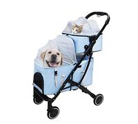 Detachable pet Trolley Strollers,Pet Trolley, Double Seperate Cabin Basket for Dog and cat,Small and Medium-Sized pet Trolley cart,Folding Doggy pram with Adjustable Awning,Universal Wheel Dog Strolle