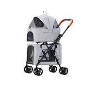 Detachable pet Trolley Strollers,Pet Trolley, Double Seperate Cabin Basket for Dog and cat,Small and Medium-Sized pet Trolley cart,Folding Doggy pram with Adjustable Awning,Universal Wheel Dog Strolle
