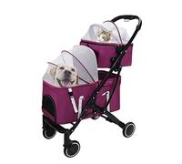 Detachable pet Trolley Strollers,Pet Trolley, Double Seperate Cabin Basket for Dog and cat,Small and Medium-Sized pet Trolley cart,Folding Doggy pram with Adjustable Awning,Universal Wheel Dog Strolle