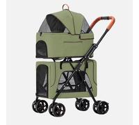 Detachable pet Trolley Strollers,Pet Trolley, Double Seperate Cabin Basket for Dog and cat,Small and Medium-Sized pet Trolley cart,Folding Doggy pram with Adjustable Awning,Universal Wheel Dog Strolle