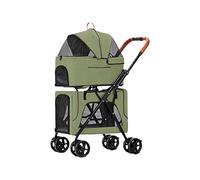 Detachable pet Trolley Strollers,Pet Trolley, Double Seperate Cabin Basket for Dog and cat,Small and Medium-Sized pet Trolley cart,Folding Doggy pram with Adjustable Awning,Universal Wheel Dog Strolle