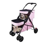 Detachable pet Trolley Strollers,Pet Trolley, Small and Medium-Sized pet Trolley cart,Enlarged and Widened Dog Basket Cabin,cat Dog Outing Pushchair pram with Universal Wheel,Dog Stroller Buggy(Pink)