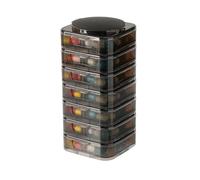 Detachable Pill Container, 7 Layer Modular Box, High Recognition Rainbow Partitions, Portable Medication Case, for Seniors and Daily Use Black