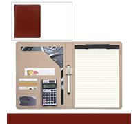 Detachable Ring Binder and Notepad， A4 Portfolio Binder Conference Folder Clipboard Document Organizer with Pen Holder and Calculator Multicolor(Brown)