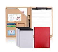 Detachable Ring Binder and Notepad， A4 Portfolio Binder PU Leather 320x245x35mm with 4 Notepads Multicolor(Red)