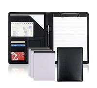 Detachable Ring Binder and Notepad， A4 Portfolio Binder PU Leather 320x245x35mm with 4 Notepads Multicolor(Black)