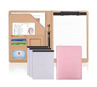 Detachable Ring Binder and Notepad， A4 Portfolio Binder PU Leather 320x245x35mm with 4 Notepads Multicolor(Pink)