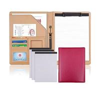 Detachable Ring Binder and Notepad， A4 Portfolio Binder PU Leather 320x245x35mm with 4 Notepads Multicolor(Pink a)
