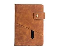 Detachable Ring Binder and Notepad， Business Padfolio with Zipper A5 Imitation Leather Multicolor(Brown)