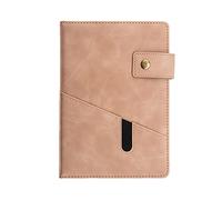 Detachable Ring Binder and Notepad， Business Padfolio with Zipper A5 Imitation Leather Multicolor(Khaki)