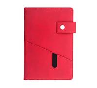 Detachable Ring Binder and Notepad， Business Padfolio with Zipper A5 Imitation Leather Multicolor(Red)