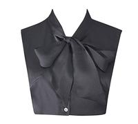 Detachable Satin Dickey Collar Blouse Elegant Bow Tie Neck Half Shirt False Collar for Women and Girl Black One Size