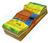 Detachable Seabed Topography Model, Plate Tectonics and Surface Morphology Model, Educational Geography Tool for Geology Class Demonstration, Double layer, 39.5x18.5x10cm