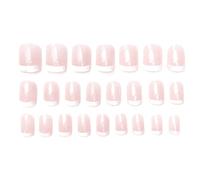 Detachable Self-Adhesive French Manicure Press On The Nails Gradient False Nail Tips Finished Nail Piece Short False Nail Square Fake Nails(02) Clever fashion