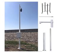 Detachable Solar Panels and Camera Mounting Bracket, Metal Security Pole with Lightning Rod for Outdoor Surveillance in Farms and Shops