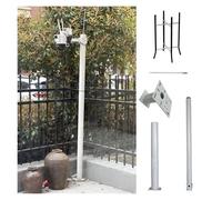 Detachable Solar Panels/Camera Mounting Bracket Pole, Metal Security Camera Pole Outdoor with 15.7in Lightning Rod, Floor Security Camera Holder Mount for Farm/Shop(A,6.6 ft/2 m)