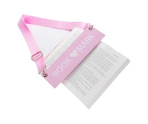 Detachable Strap Bookmark,Embroidered Leather Bookmarks for Women,Unique Cool Funnys Bookmarks Carrier for Women,Readers,Book Lovers (Pink)