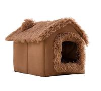 Detachable Windproof Pet Shelter All-Season Cat Bed Indoor Dog House Portable Waterproof Home with Quick-Release Cover Anti-Slip Design for Small Pets Accessories(Brown)