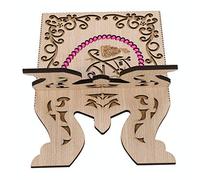 Detachable Wooden Book Stand Quran Holy Book Holder Retro Carved Red Rhinestones Muslim Reading Bookshelf Holder