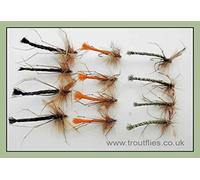 Detached Body Daddy Long Legs Trout Flies, 12 Pack Three Colours, Size 10