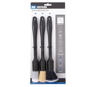 Detail Brushes Pro (Set) OX844 | 3-Piece Professional Detailing Brush Trio. Motorcycle/Car/Bicycle, Black