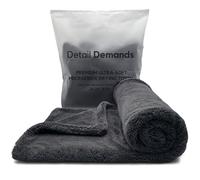 Detail Demands Extra Large Car Drying Towel - 1400 GSM Edgeless Twisted Loop Design - 70/30 Blend Microfiber Towels for Cars, Trucks, SUVs - Superior Absorption, Streak-Free - 24" x 36", Black