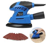 Detail Electric Sander, 130W Corded Hand Palm Sander, 12,000 RPM Mouse Sander with 6pcs Sanding Paper, Compact Sander Machine with Dust Extraction Port for Wood Finishing, DIY Home Decoration