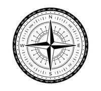 Detail of a Vintage Compass Rose Fine Carving Stickers 42x42cm Easy Installation Black