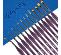Detail Paint Brush Set, Rock Ninja 13pcs Thin Brushes for Fine Detailing & Art Painting - Acrylic,Watercolor, Oil Miniatures, Scale Models, Airplane Kits, Nail, Line Drawing