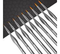 Detail Paint Brush Set, Rock Ninja 9pcs Thin Brushes for Fine Detailing & Art Painting - Acrylic,Watercolor, Oil Miniatures, Scale Models, Airplane Kits, Nail, Line Drawing (Grey)