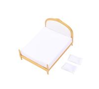 Detailed 1:12 Miniature Bedroom Design Golden Fabric Twin Bed Model For Collector Houses High End Golden Dollhouses Furniture