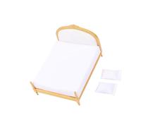 Detailed 1:12 Miniature Bedroom Design Golden Fabric Twin Bed Model For Collector Houses Miniature Bedroom Decors For Doll Houses