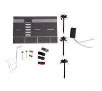 Detailed 1/64 Scale Car Parking Lot with Integrated LED Lights for City Road Scene and Collectible Models (White light)