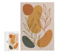 Detailed Abstract Botanical Art with Earth Tones ｜ Minimalist Nature Poster ｜ Modern Boho Jigsaw Puzzle, 300 PCS, for Adults, A Creative Way to Unwind after A Busy Day, for Cosy Nights Indoors