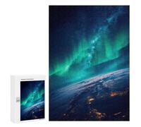 Detailed Aurora Borealis over Earth from Space Jigsaw Puzzle, 300 PCS, for Adults, A Creative Way to Unwind after A Busy Day, for Family Nights