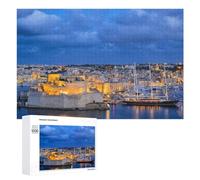 Detailed Birgu In Malta At Night Jigsaw Puzzle, 1000 PCS, for Adults, A Rewarding Pastime for Dedicated Jigsaw Fans, for Family Fun
