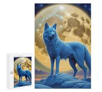 Detailed Blue Wolf Moon Art Puzzle for Adults, 1000 PCS, An Engaging Indoor Activity for Quiet Evenings, for Cosy Nights