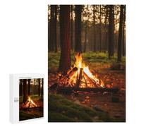 Detailed Campfire in The Woods at Night Jigsaw Puzzle, 1000 PCS, for Adults, A Creative Way to Unwind after A Busy Day, for Quiet Evenings
