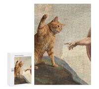 Detailed Cat And God's Hand Meme Art Puzzle for Adults, 300 PCS, An Engaging Indoor Activity for Quiet Evenings, for Puzzle Fans
