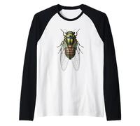 Detailed Cicada Insect Entomology Nature Design Raglan Baseball Tee