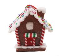 Detailed clay Christmas house pendant for festive holiday decoration, for hanging on Christmas trees or wreaths to create a warm seasonal ambiance (A)