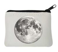 Detailed Close-up of Lunar Surface Neoprene Coin Purse Pouch 10x11cm White