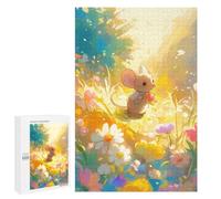Detailed Cute Mouse in Flower Field Art Puzzle for Adults, 1000 PCS, A Focused Activity for Patient Adult Puzzlers, for Indoor Play