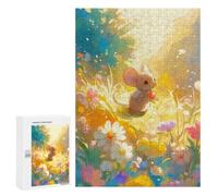 Detailed Cute Mouse in Flower Field Art Puzzle for Adults, 300 PCS, A Focused Activity for Patient Adult Puzzlers, for Indoor Play