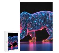 Detailed Digital Panther Wireframe Art Puzzle for Adults, 1000 PCS, A Focused Activity for Patient Adult Puzzlers, for Quiet Evenings