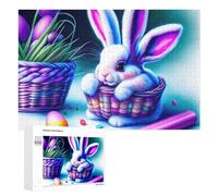 Detailed Easter Basket with Bunny Art Puzzle for Adults, 1000 PCS, A Satisfying Project for Experienced Puzzlers, for Cosy Nights