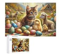Detailed Easter Basket with Cute Animals Jigsaw Puzzle, 1000 PCS, for Adults, A Creative Way to Unwind after A Busy Day, for Cosy Nights Indoors