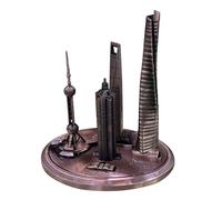 Detailed Electroplated Shanghai Orientals Pearls Tower Architectural Replicas Alloys Construction For Display Or Collectors Polisheds Electroplating Architecture Display Piece