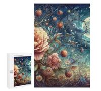 Detailed Floral Fantasy Moonlit Castle Art Puzzle for Adults, 1000 PCS, A Focused Activity for Patient Adult Puzzlers, for Quiet Evenings